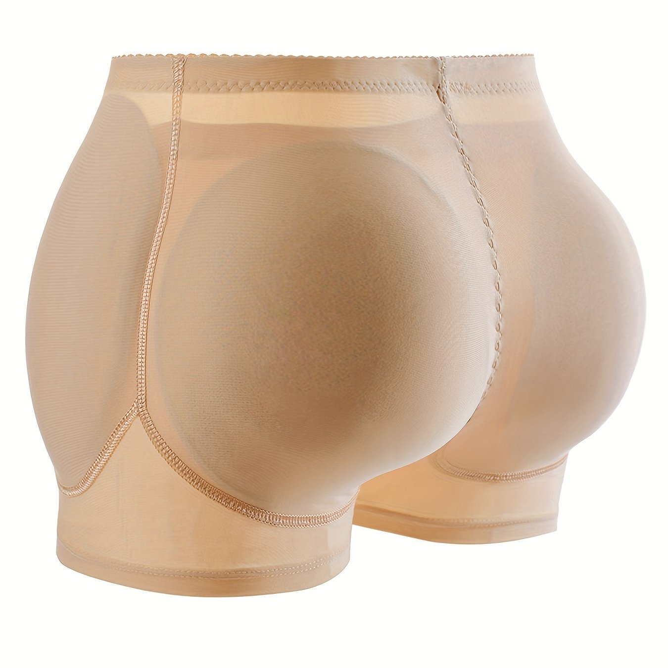 Shapewear shorts for women with padded butt lift, seamless fabric, anti-roll waist trainer, and tummy control.