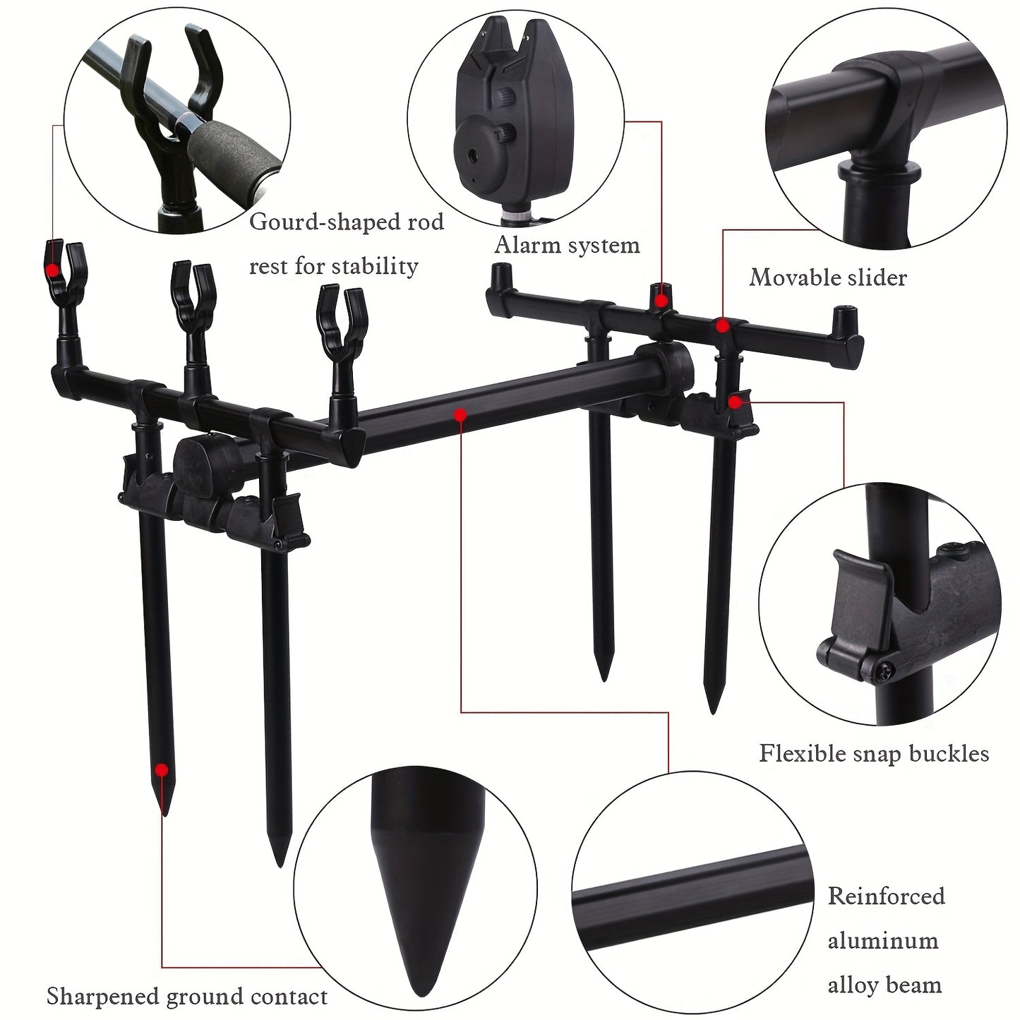 Aluminium alloy and ABS material carp fishing pole racks.