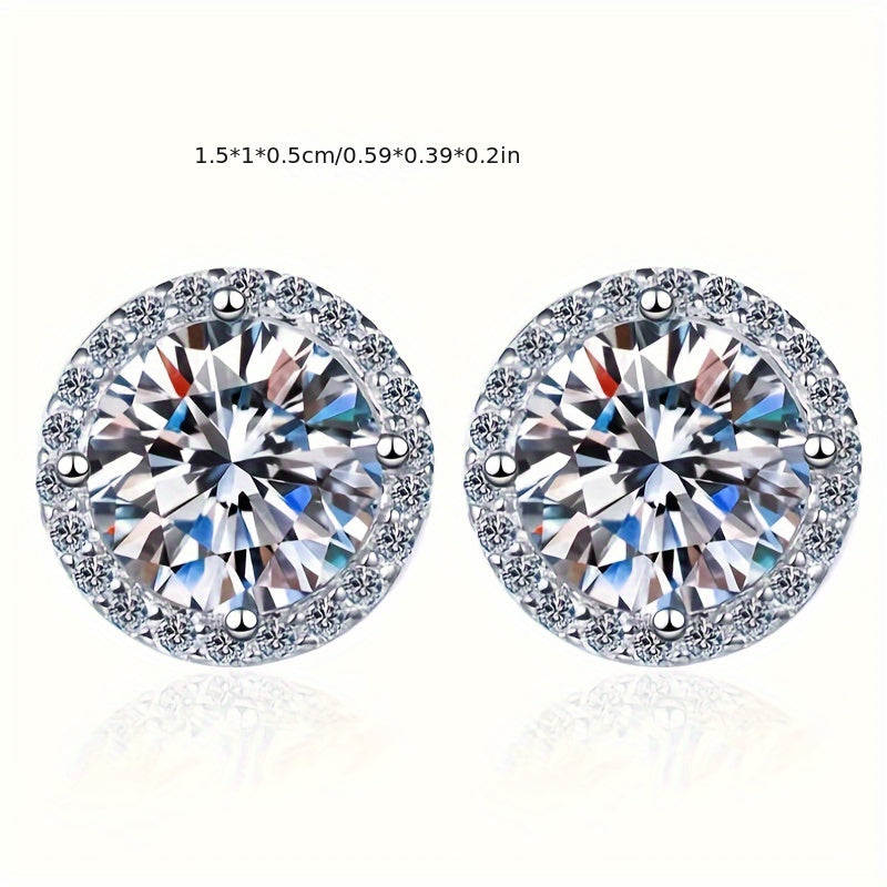 Moissanite Stud Earrings in Vintage Style - Made with 925 Sterling Silver, Suitable for Daily Wear and Gift Occasions, Perfect for Mardi Gras and All-Season Outfits, Hypoallergenic, Comes with a Deluxe Gift Box