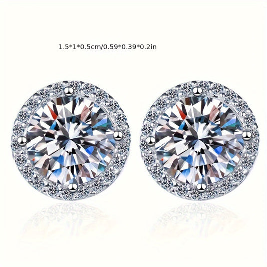 Moissanite Stud Earrings in Vintage Style - Made with 925 Sterling Silver, Suitable for Daily Wear and Gift Occasions, Perfect for Mardi Gras and All-Season Outfits, Hypoallergenic, Comes with a Deluxe Gift Box