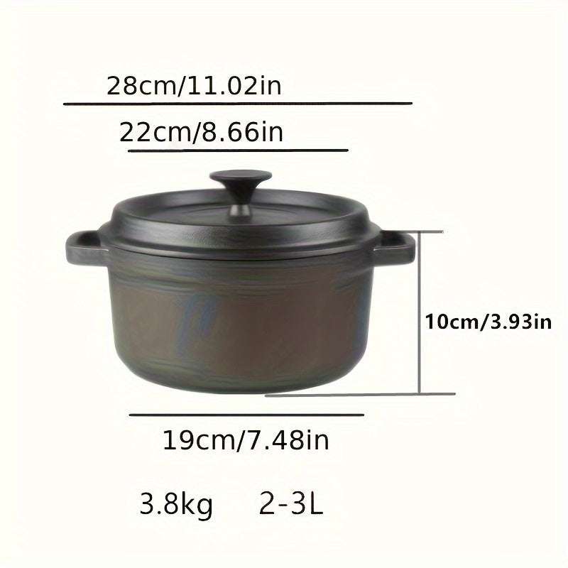 Heavy-Duty Cast Iron Dutch Oven with Dual Handles - Non-Stick Pre-Seasoned Cookware, Oven Safe, Induction Compatible Skillets for Stewing, Braising, and Frying - Available in 3.5L & 3L sizes