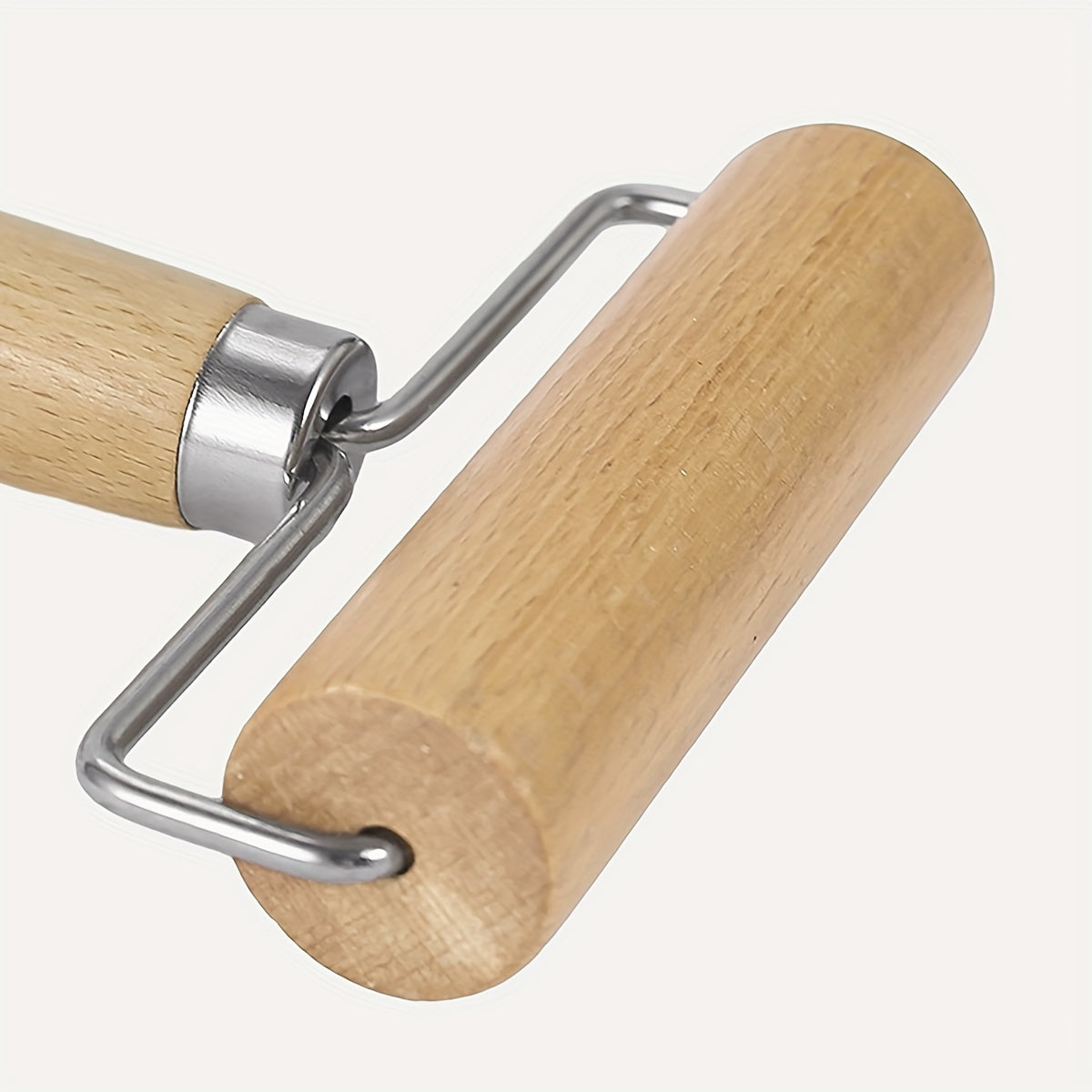 Wooden Rolling Pin with Stainless Steel T-Shaped Dough Roller - Effort-Saving Kitchen Baking Tool for Dumpling Wrappers and Baozi Skin