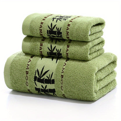 Set of 3 Bamboo Fiber Towels: 1 Bath Towel (69.85*139.7cm) and 2 Hand Towels (33.02*73.66cm). Ideal for household or bathroom use.