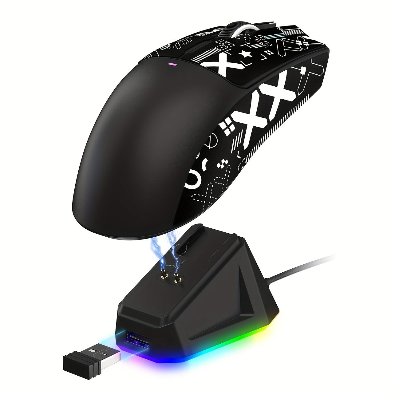 Attack Shark X11 is a lightweight wireless gaming mouse with RGB charging base, Tri-mode 2.4G/USB-C wired/BT, 22K DPI, PAW3311 Optical Sensor, HUYU Switch, 5 programmable buttons. Suitable