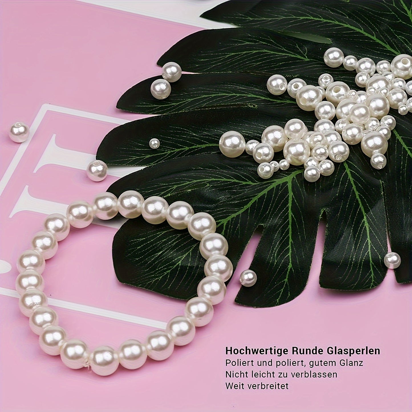 1320 pieces of white round pearl beads in sizes of 4, 6, 8, and 10 millimeters. Comes in 12 boxes for making DIY bracelets and necklaces. Can be used to create colorful crafts with beads