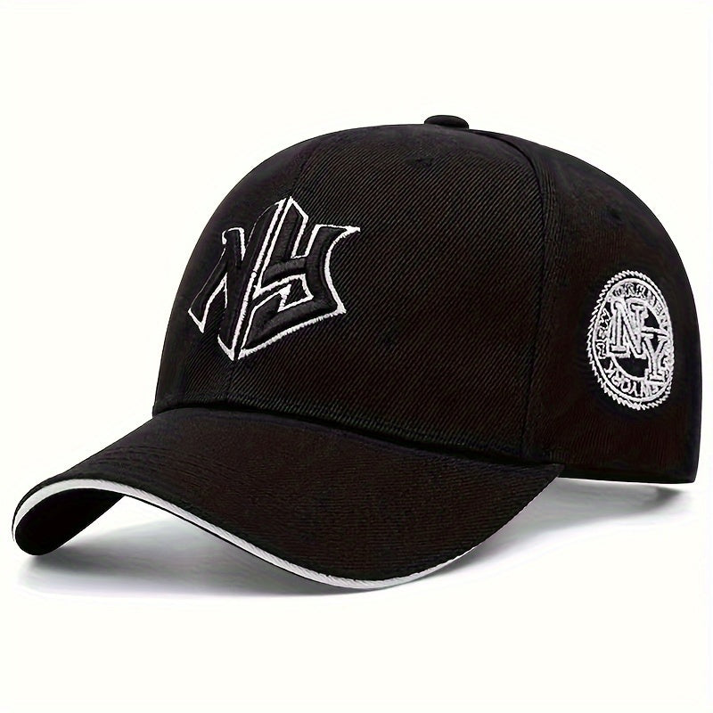 ERCOALGO Embroidered Letter Baseball Cap for Outdoor Activities, Hand Washable, 100% Textile Material, Black.