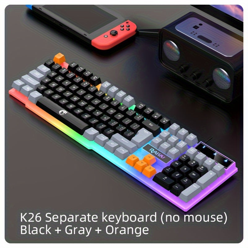 Colorful Glowing Keyboard and Mouse Set for Gaming