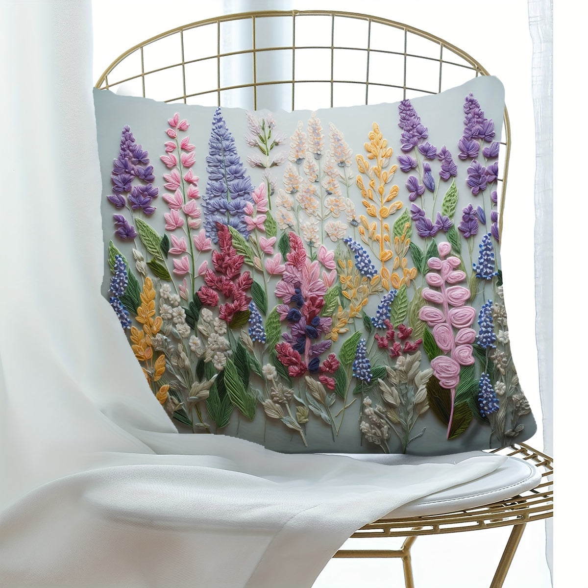 Soft and durable floral embroidered pillowcase with invisible zipper closure. Perfect for decorating bedroom bedding and sofa. Pillow insert not included.