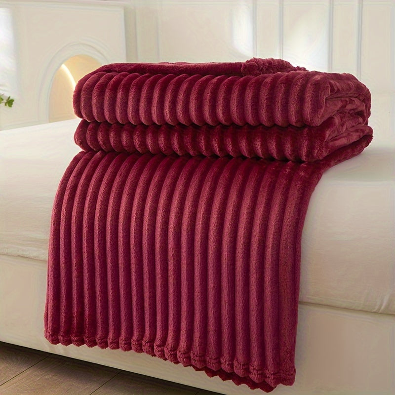 Stylish wide striped blanket in a solid color (pillow core and pillowcase not included)