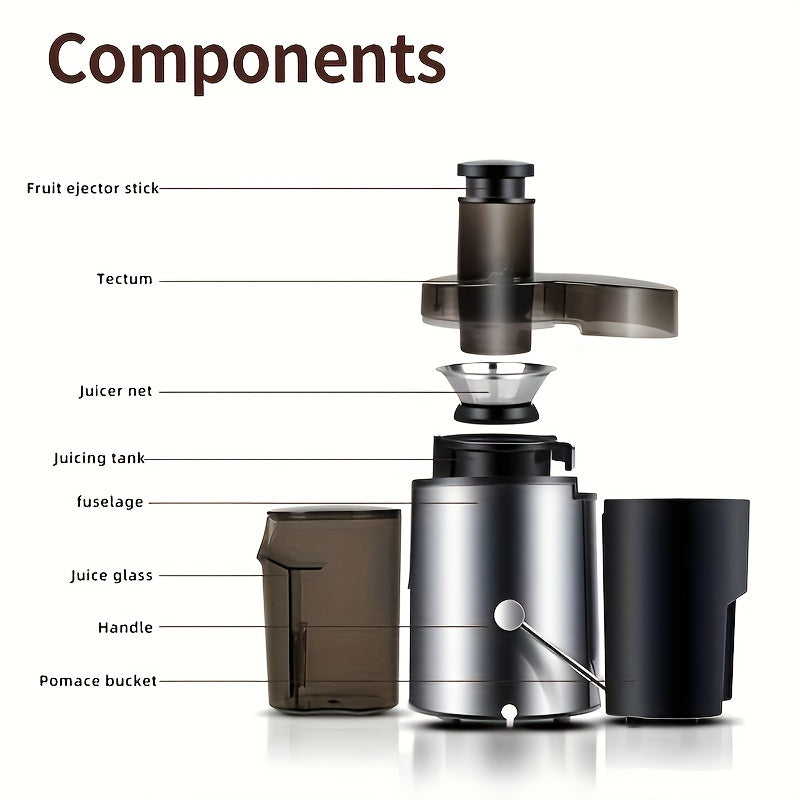 400W Centrifugal Juicer Extractor, Stainless Steel, Easy Juicing, Micro Switch, Copper Power Cord, Motor Overload Protection, Ideal for Singles & Small Families, Detachable/Slip-Resistant