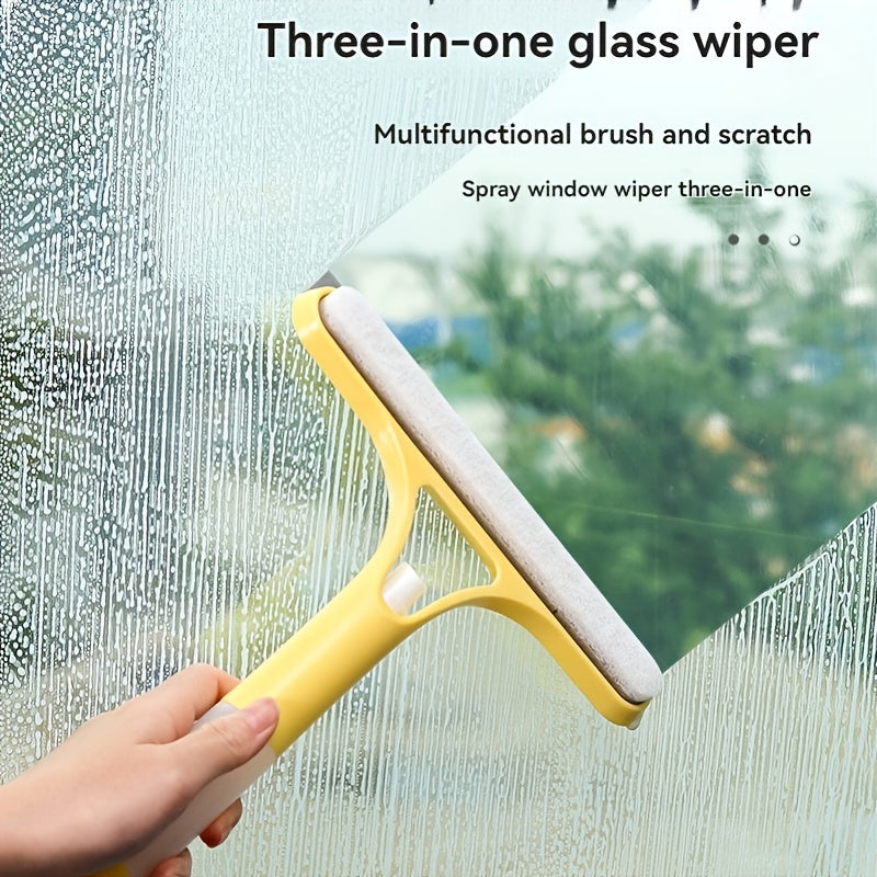 Multi-functional glass cleaning tool with sprinkler and mirror/window scraper, made of polypropylene plastic. Ideal for various areas in the home.