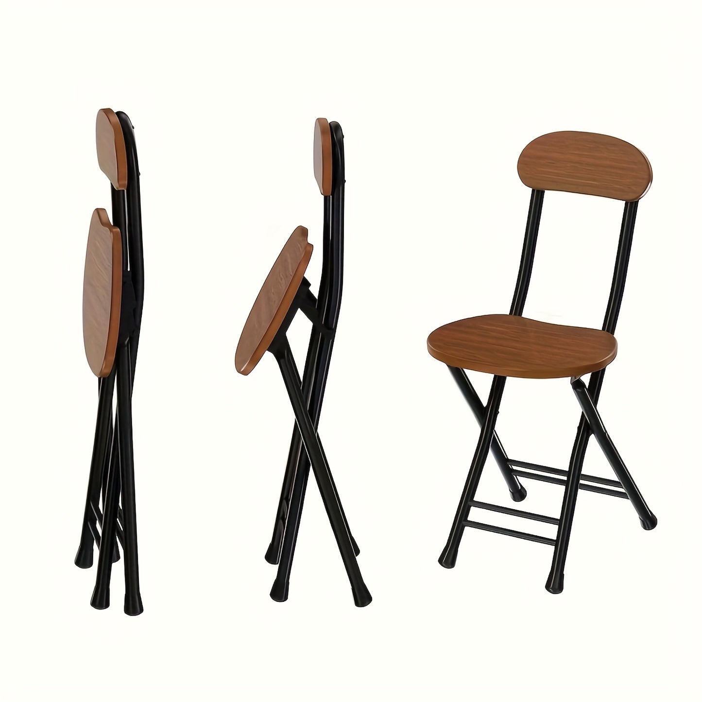 Ergonomic folding chair in deep brown - lightweight, durable, portable for home, office, dorms, outdoors, with easy assembly, space-saving design.