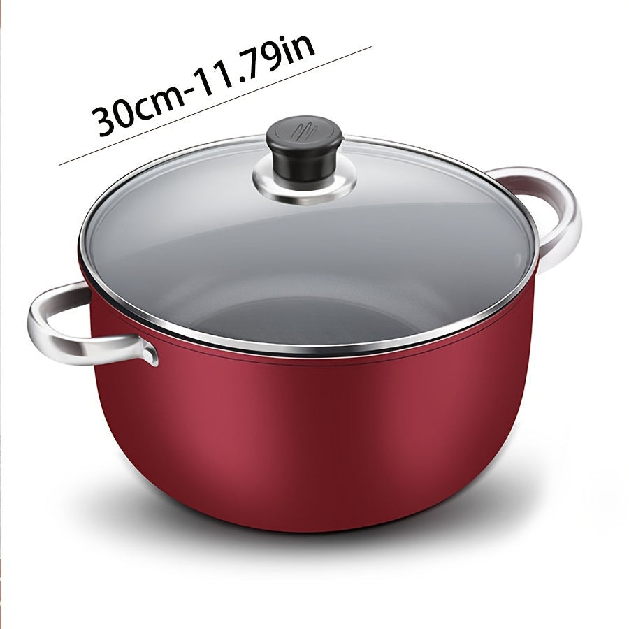 Essential Kitchen Item: Large Non-Stick Cast Iron Skillet with Lid, Dual-Handle Stew & Steam Pot for All Stovetops - Hand Wash Only