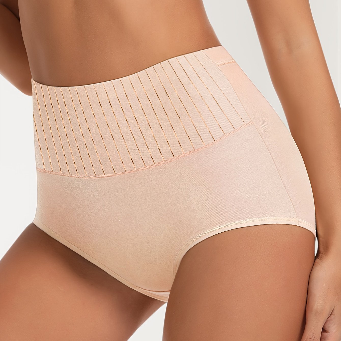 Comfortable high waist women's underpants with tummy control, solid color and breathable fabric.