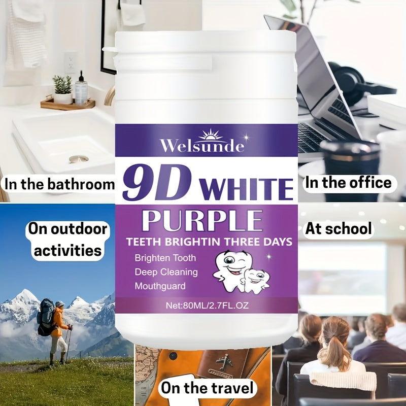 1pc Welsunde 9D White Teeth Whitening Powder: Alcohol-Free, Deep Cleaning, Brightening, 3-Day Whitening Solution.