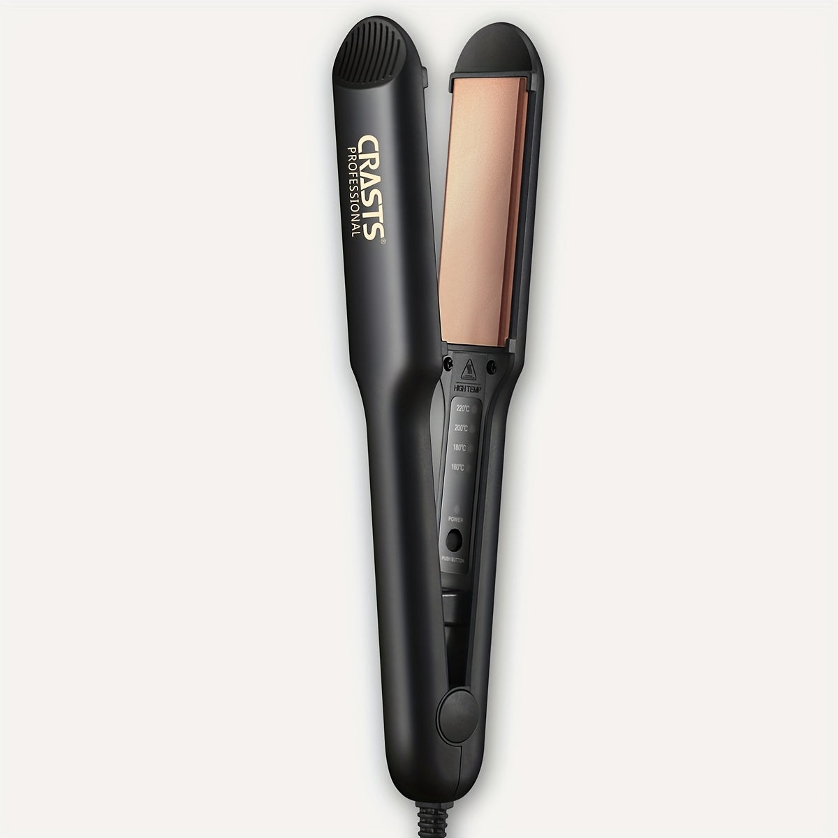 CRASTS Professional Hair Straightener is a dual function tool that is safe for all hair types and can be used with Europlug, USA Standard, and UK Standard power supplies.