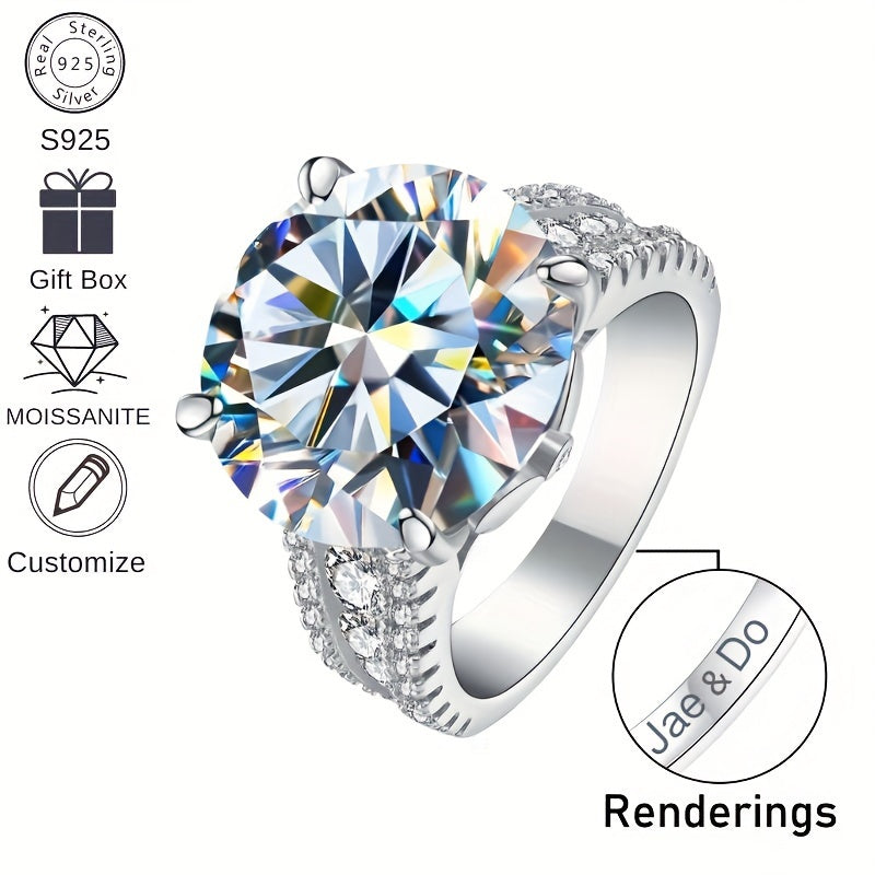 925 Silvery Tail Ring with 10ct Moissanite for Women and Men, Customizable Fashion Jewelry perfect for Proposals, Engagements, Weddings, Casual Wear, and as a Halloween or Christmas Gift, weighing 8.5g.