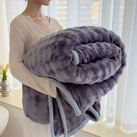 Luxurious Faux Fur Shawl Blanket - Offers Soft and Cozy Comfort for Sofa, Bed, Office, and Travel - Versatile All-Season Gift Perfect for Christmas - Easy to Clean in the Washing Machine - Modern Design with Mixed Color and Ball Detail - Features Active