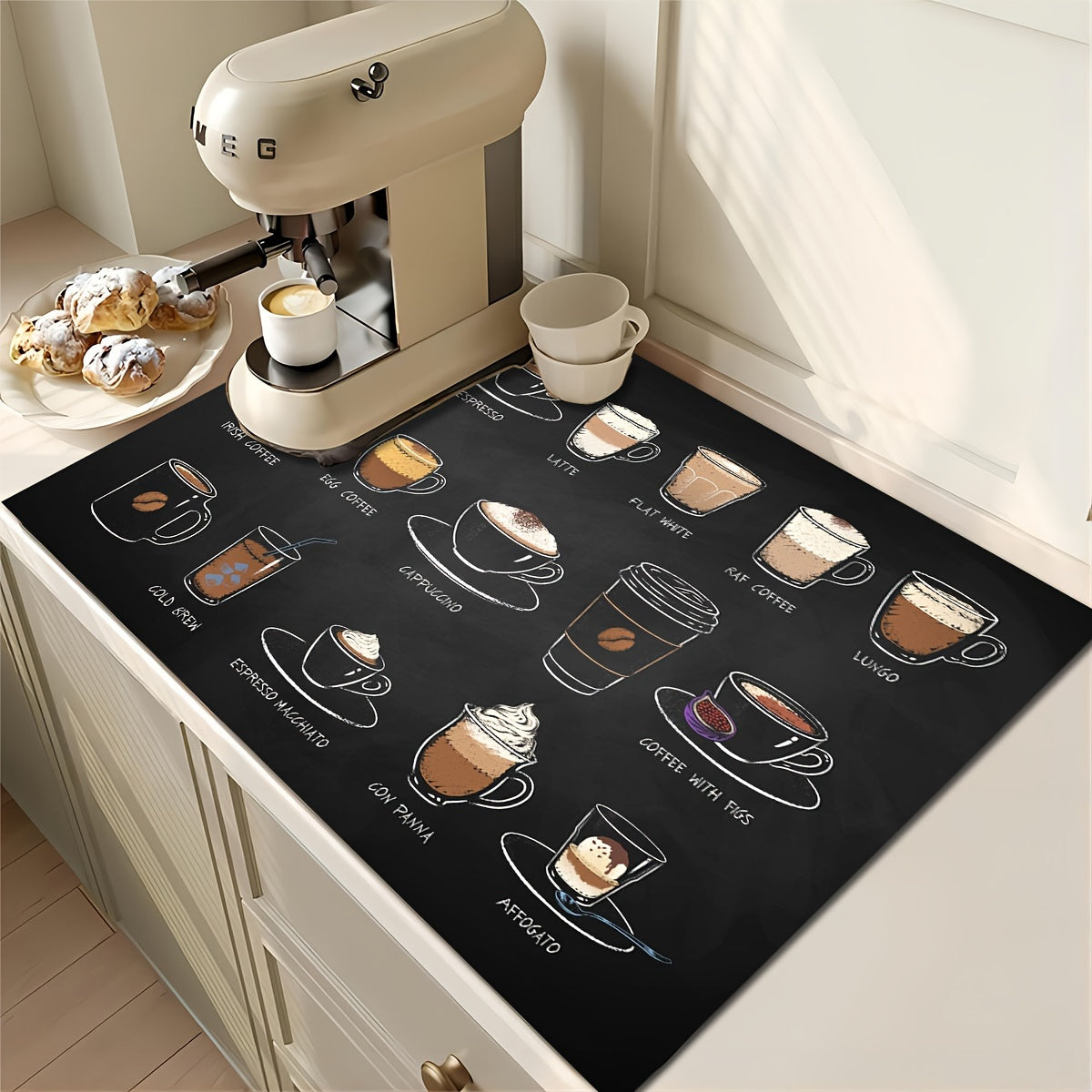 Get your hands on these vintage-inspired Retro Coffee Patterns Pads! Perfect for protecting kitchen counters, these rubber absorbent dishwashing mats also double as stylish kitchen placemats. Complete your coffee bar with these perfect accessories for