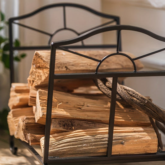 Decorate your indoor space with this stylish American-style iron fireplace log holder, perfect for storing firewood.