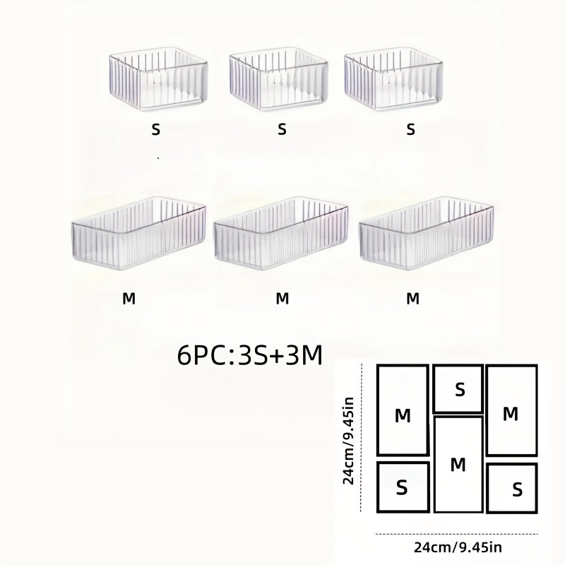 6/7/8pcs set of multi-functional acrylic transparent makeup storage box combinations, suitable for office and home use.