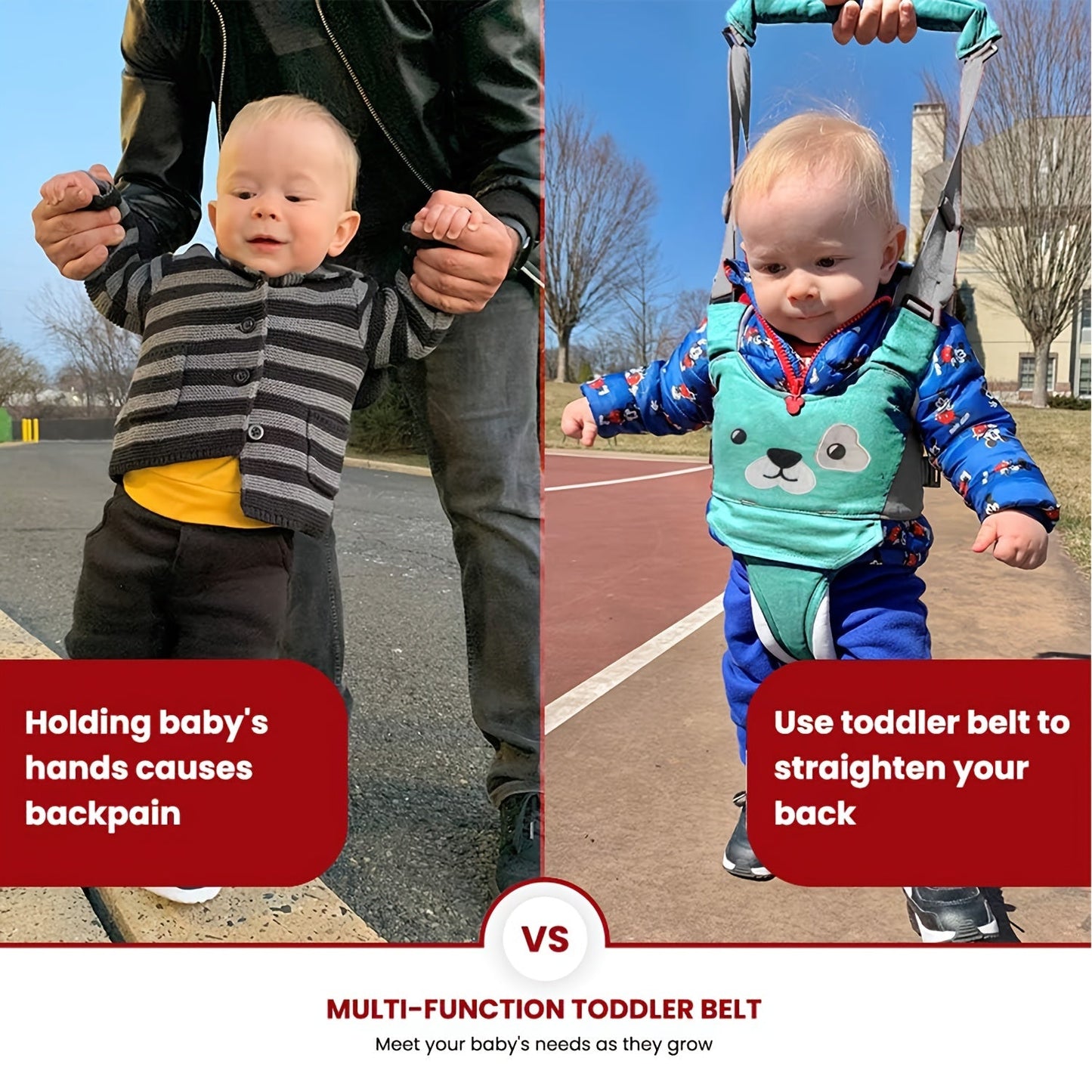 Get your little one on their feet with the Baby Walking Harness! This handheld baby walker belt provides safety and support as your toddler learns to walk. With a detachable crotch for easy use, this walking learning helper makes a great gift for baby's