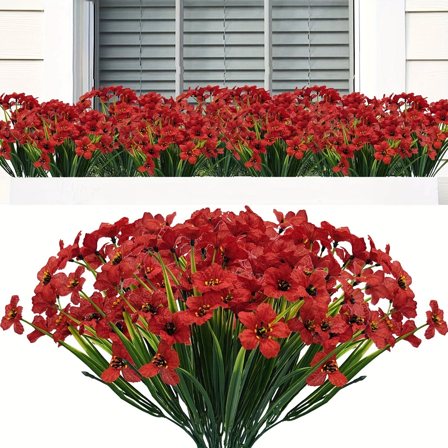 6 Bunches of UV Resistant Artificial Flowers for Outdoor and Home Decoration