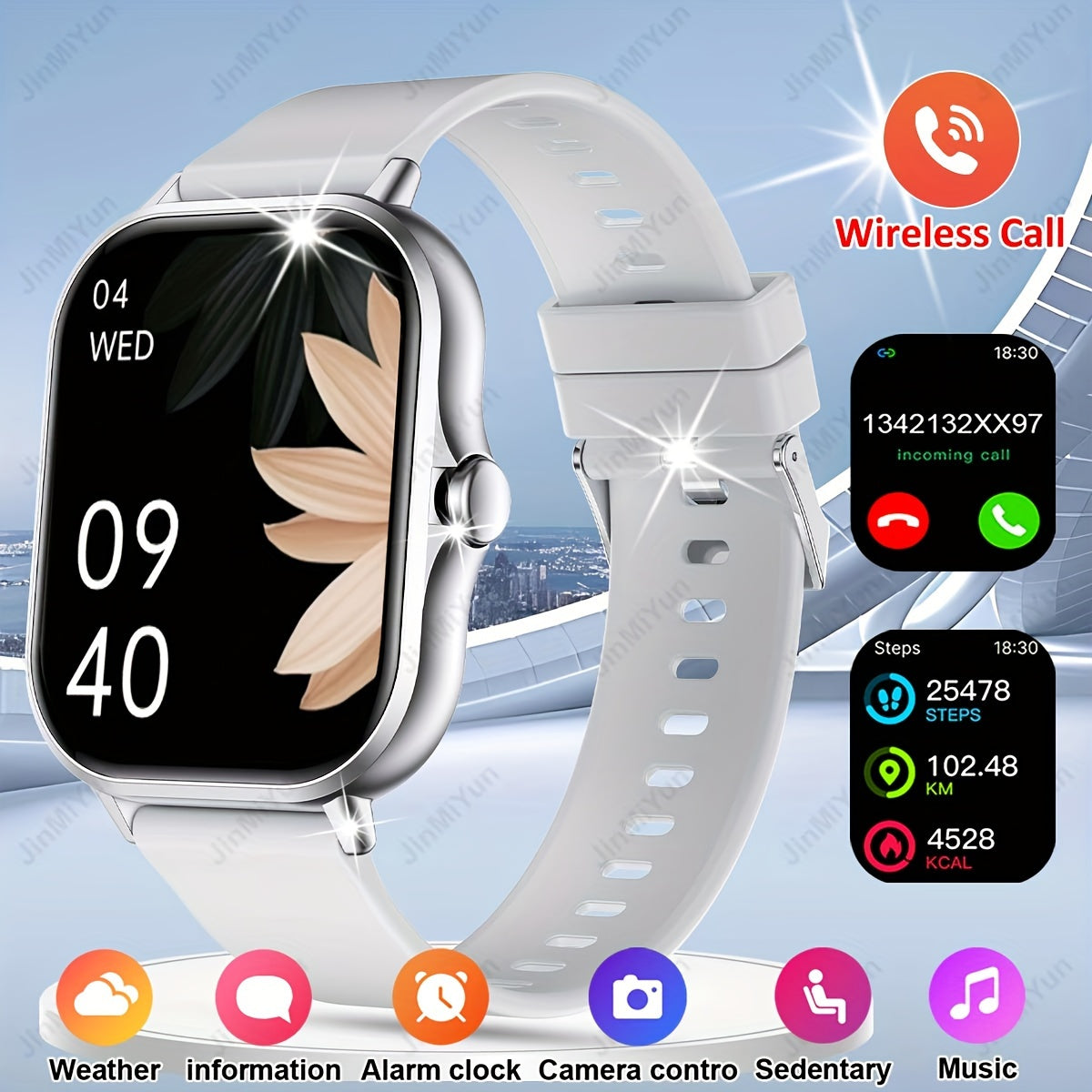 1.83 inch full screen touch sports smartwatch for men and women with wireless call/message reminder, custom watch face wallpaper, multiple sports modes, message reminder, phone answer/dial