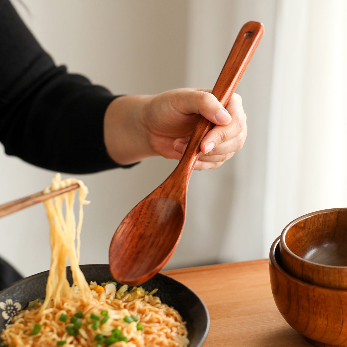 Sturdy wooden spoon for easy cooking