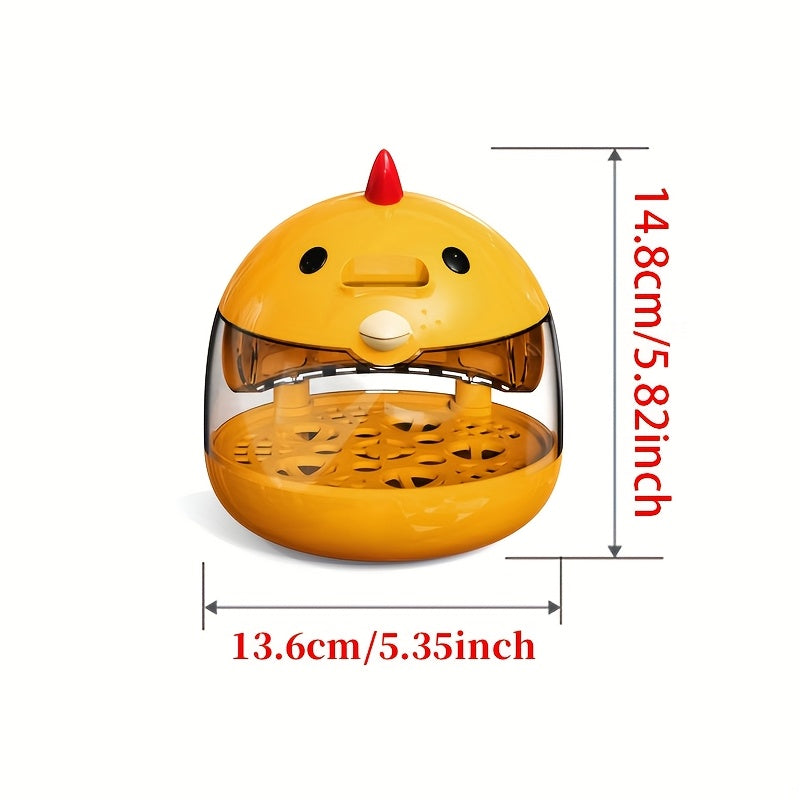 USB-powered egg incubator with cute chick design, transparent hatching chamber, durable ABS material, safe for poultry eggs, educational science toy for youngsters.