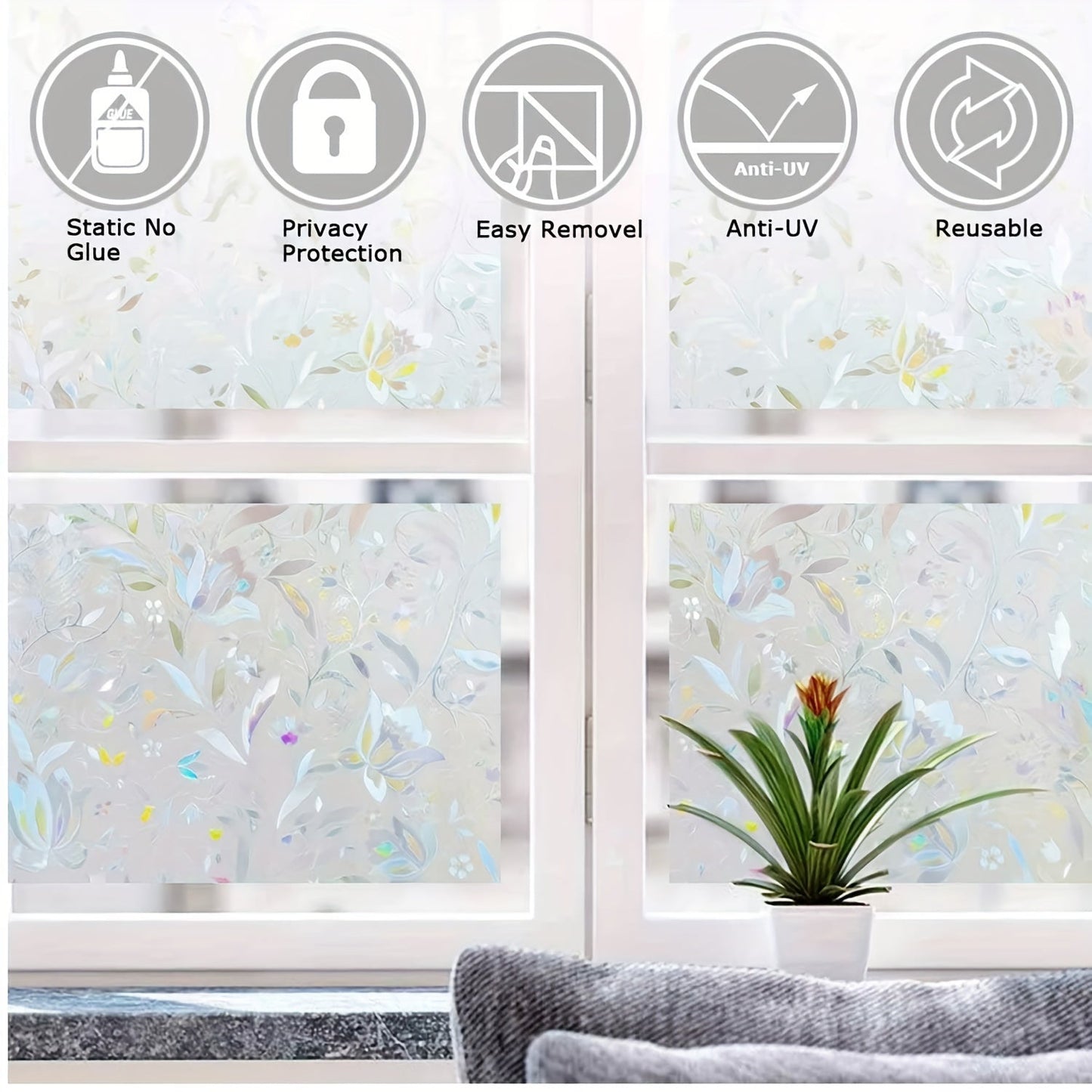 One roll of Tulip Privacy Glass Film, static cling window film ideal for enhancing privacy and decorating both office and home spaces.