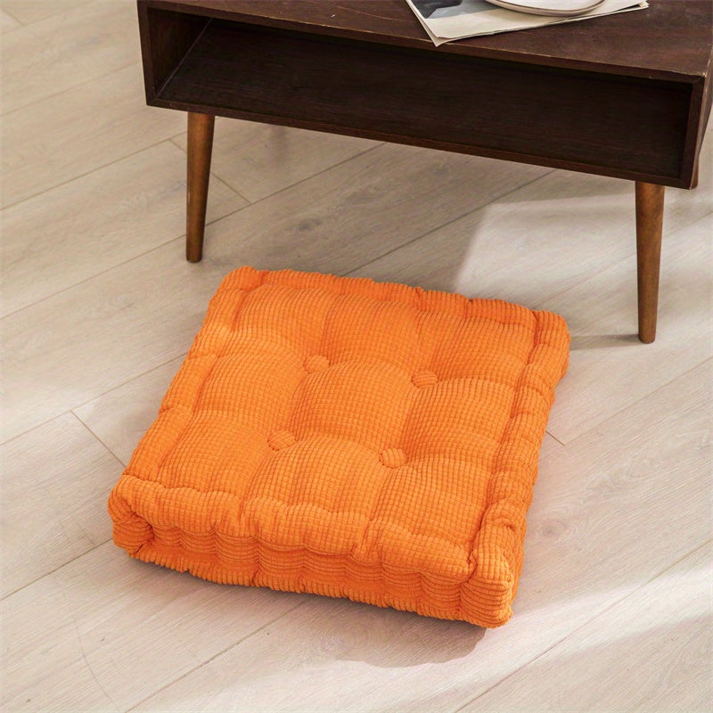 Comfortable meditation floor pillow for adults, tufted thick cushion for home decor in living room, bedroom, or office.