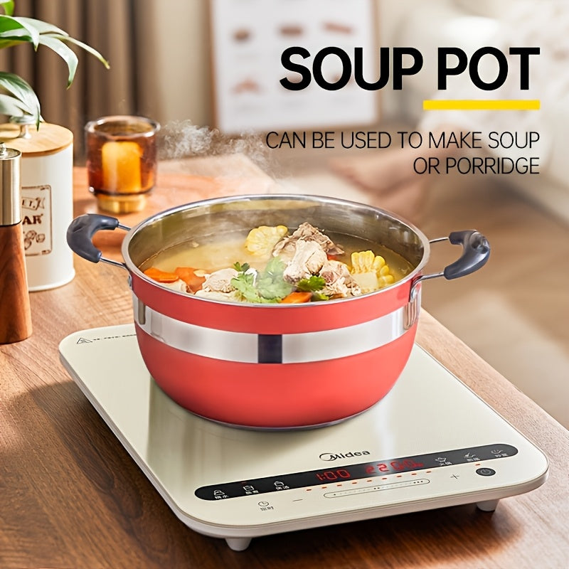 Set of 12 stainless steel pots, including a thickened non-stick frying pan, milk pot, and soup pot with double bottom, ideal for cross-border cooking.