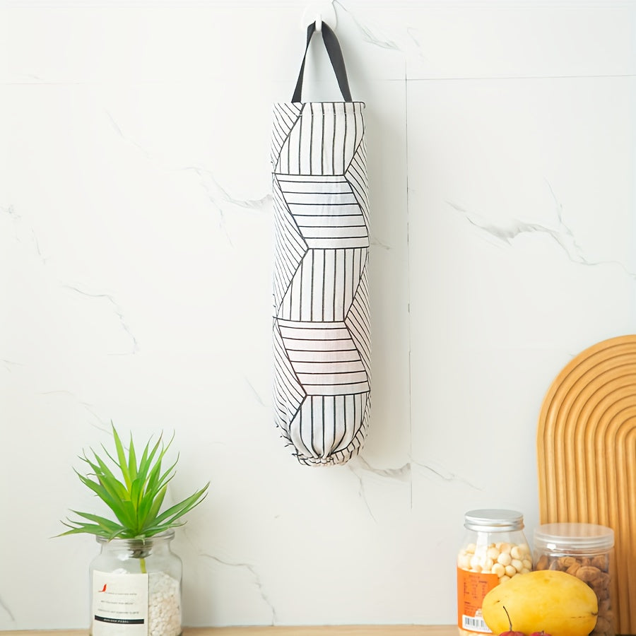 Versatile Hanging Storage Bag with Geometric Pattern for Simple Kitchen Wall Mounting