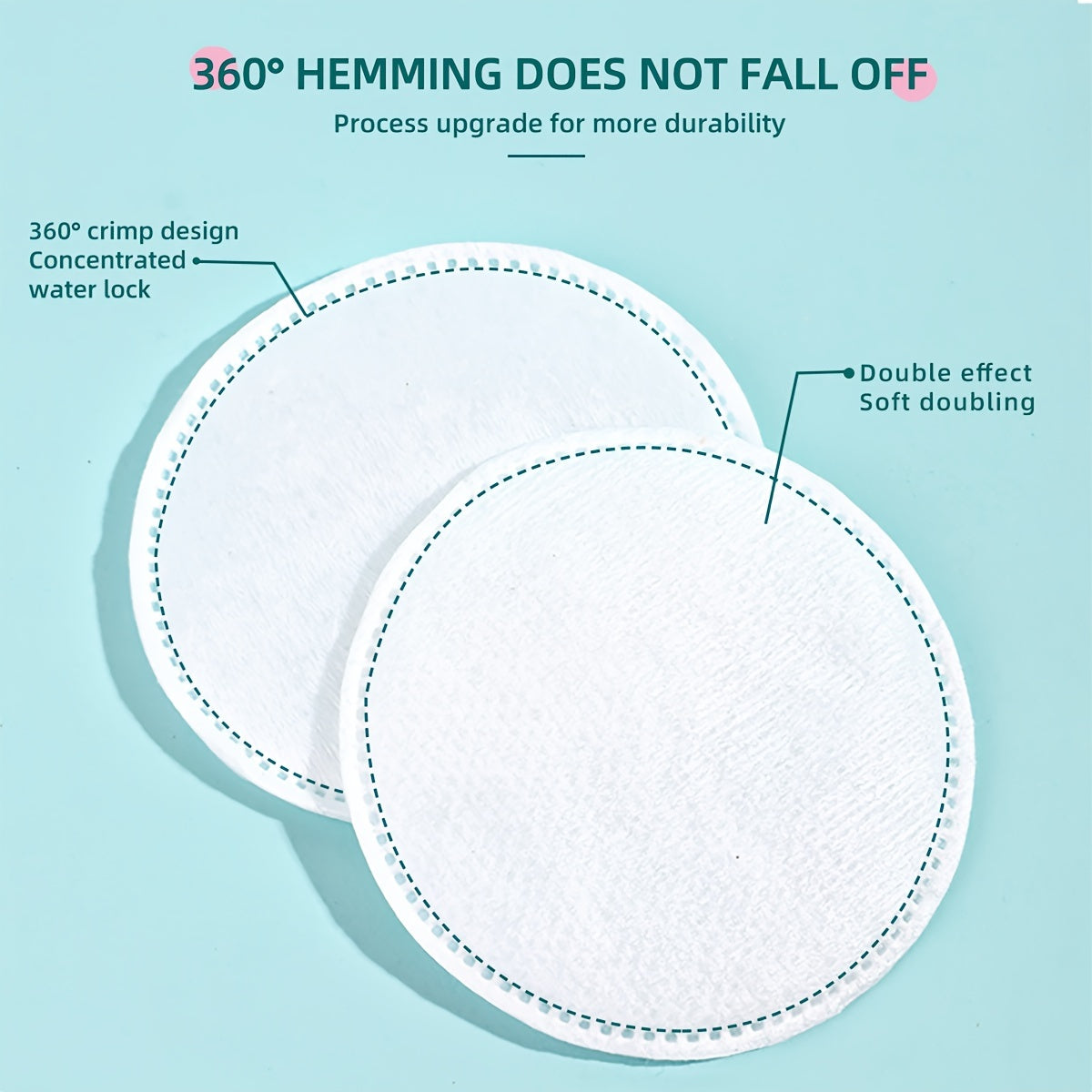 Soft and breathable round makeup remover pads available in 150pcs, 300pcs, and 600pcs. Double-sided texture for daily facial cleansing at home and during travel.