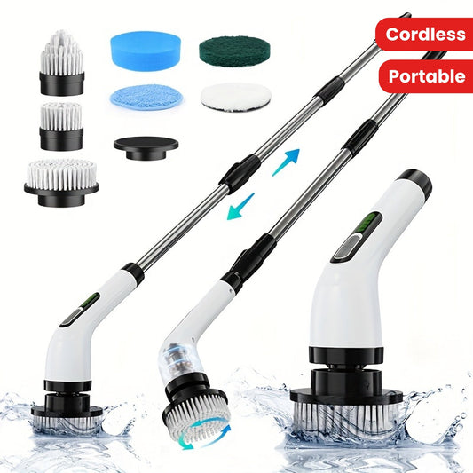 Get your hands on the Inskam 7-in-1 Cordless Electric Cleaning Brush Set with a long handle. This set includes 7 interchangeable heads, is USB rechargeable, and portable for use in the bathroom, kitchen, car, and more.