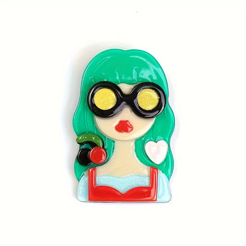 Stylish Acrylic Lady Pins with Glasses - Adorable and Distinctive Women's Accessories