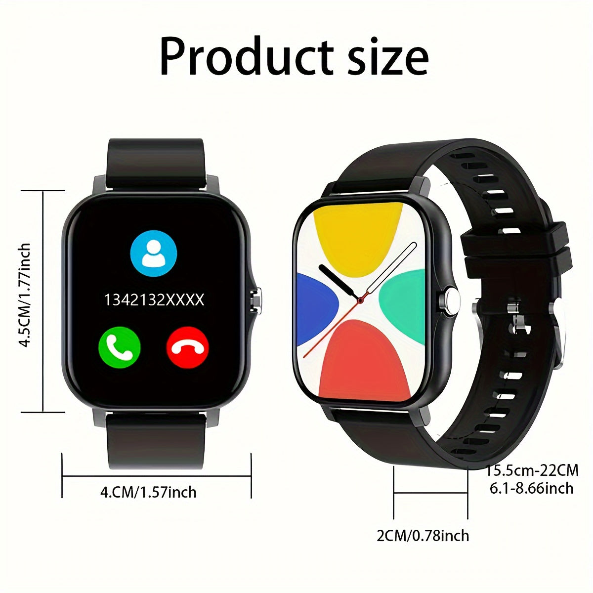 Introducing the latest smartwatch model with a high-definition full-screen touch screen, suitable for men and women. Features include call capabilities, step counting, calorie tracking