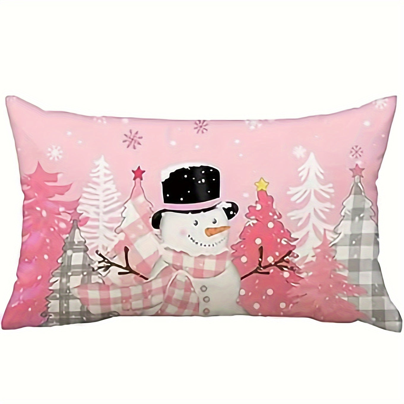 Pink Christmas Pillow Cover - Measures 12x20in/30x50cm - Modern Design - Easy to clean in washing machine - Features Zip Closure - Perfect for adding a touch of holiday spirit to your living room - Made from durable woven polyester fabric.