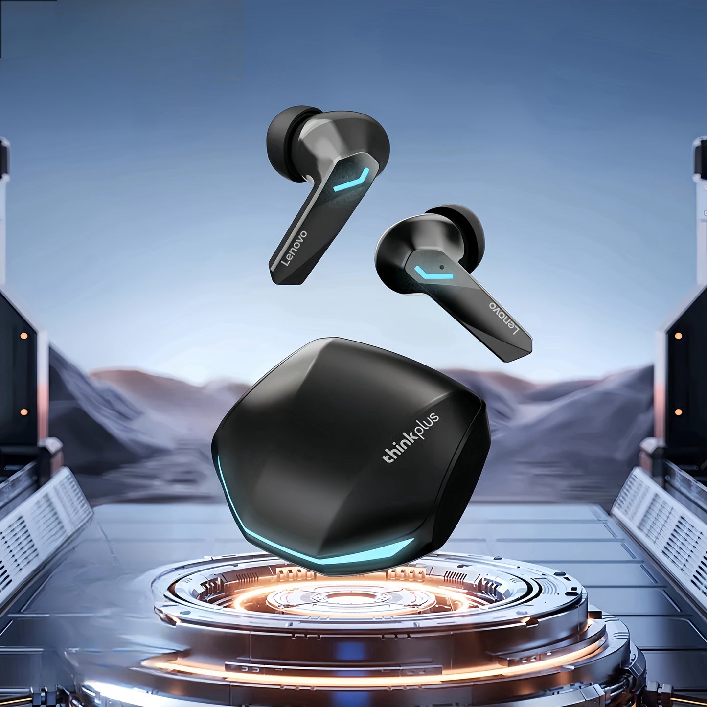 Lenovo ThinkPlus GM2 Pro Wireless Earbuds feature Intelligent Noise Cancellation, High-Fidelity Sound, USB-C Charging Case, and Sleek Black Design for everyday comfort.