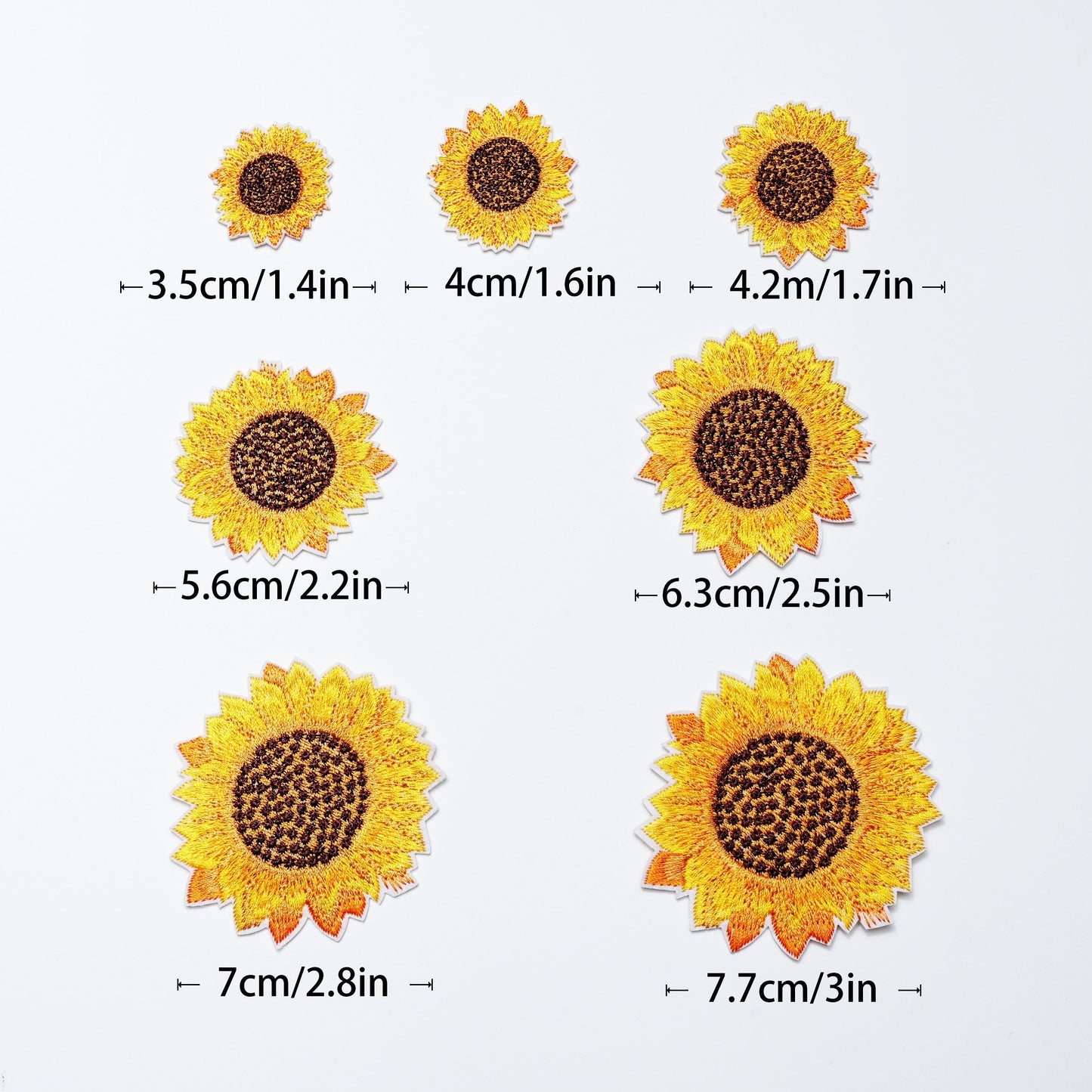 Ironing Cloth Patches Set - 42pcs Sunflower White Chrysanthemum and Multicolor Butterfly Flower Embroidery Designs for Girls