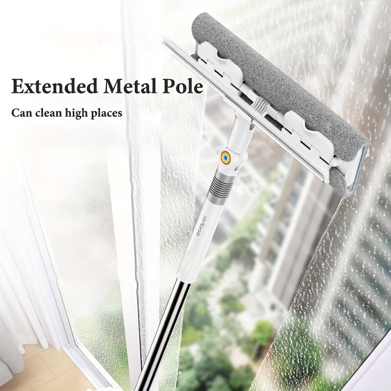 Multifunctional Window Squeegee with Swiveling Head - Made of Stainless Steel & Plastic, Great for Glass, Floors, Walls, Furniture & Outdoor Surfaces - Does Not Require Electricity