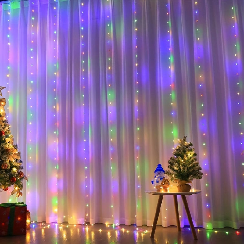 Fairy curtain lights with remote, USB-powered. 8 warm white LED modes for bedroom, indoor decor, weddings & parties.