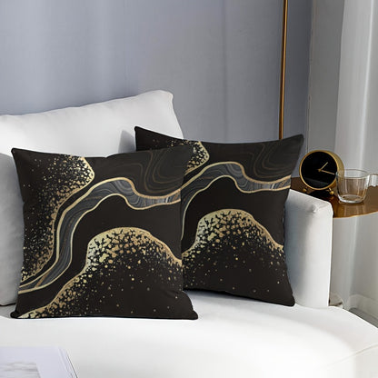 Luxury black and golden pillow covers, 44.98 cm x 44.98 cm, machine washable and durable. Perfect for adding a soft accent to your couch.