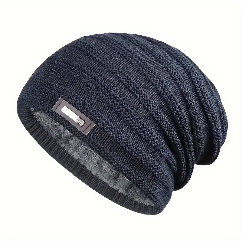 Versatile Knitted Hat for both Men and Women, Features Double Layer and Plush Velvet Lining - Perfect Gift Option