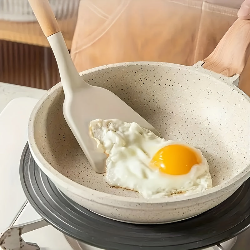 5-piece Non-Stick Kitchen Utensil Set with Wooden Handles, Safe for Food Contact - Ideal for Frying, Serving Soup & Sauces