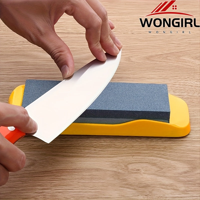 1pc Double-Sided Diamond Sharpening Stone with High Hardness, Non-Slip Base for Safe Sharpening. Ideal for Home Kitchen, Dining Car, and Industrial Grinding & Polishing.