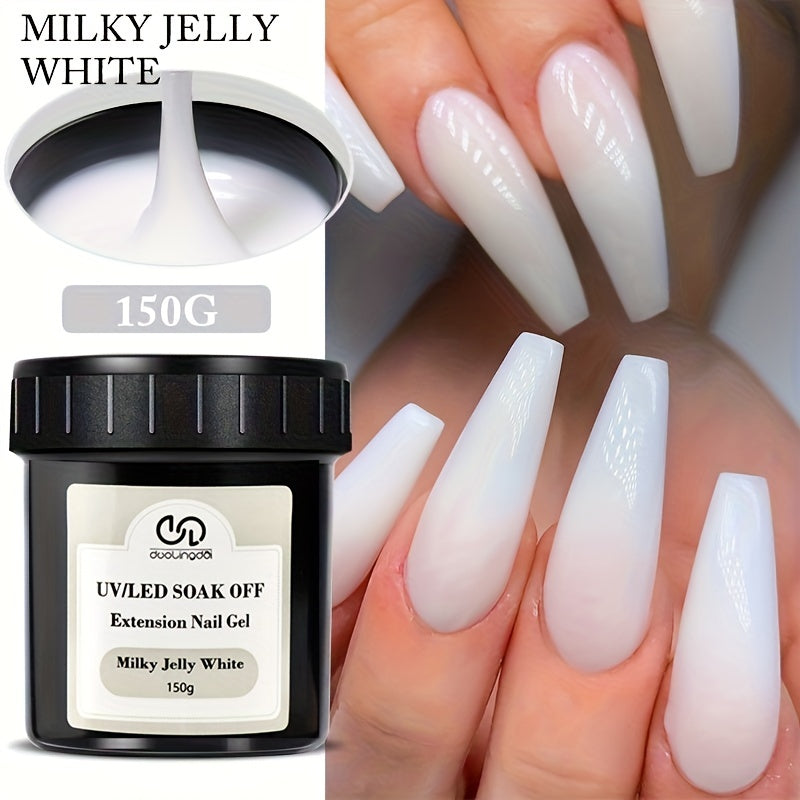 150g Fast-Dry Camouflage Color Acrylic Nail Extension Gel - UV/LED Compatible, Soak-Off Hard Jelly Formula, Odorless, Ideal for French Manicure and Nail Building Extensions, Gel Nail