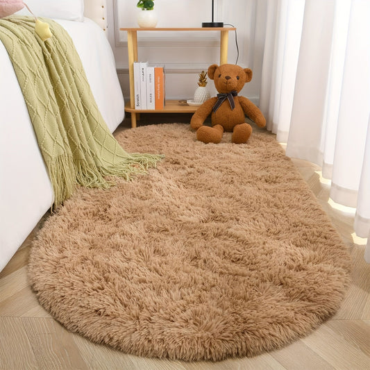 Soft and fluffy shag area rug suitable for living room or bedroom, non-slip and machine washable for convenient maintenance. Elevate your home decor with this luxurious floor carpet.