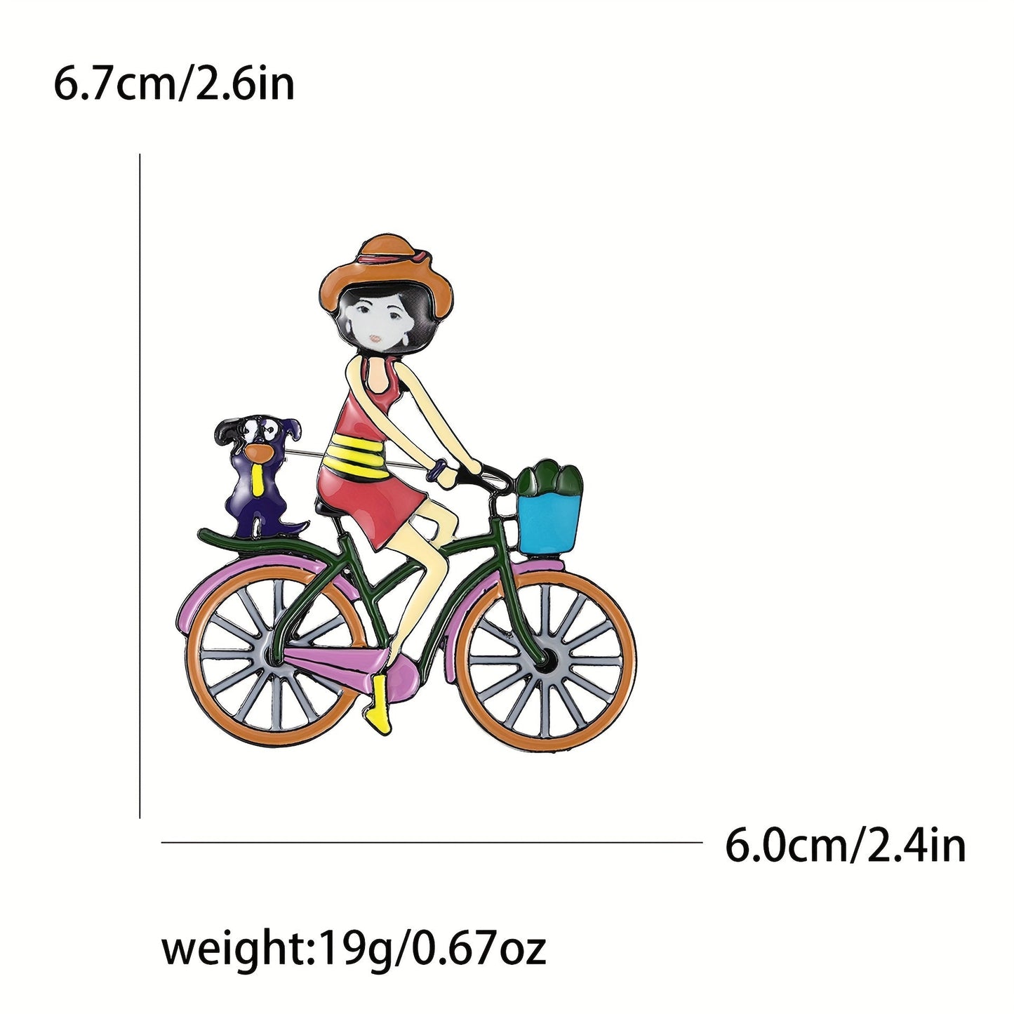 Adorable Acrylic Cycling Girl Brooch Pin - Quirky Cartoon Fashion Accent for Clothing and Bags